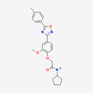 molecular formula C23H25N3O4 B7704475 N-cyclopentyl-2-(2-methoxy-4-(5-(p-tolyl)-1,2,4-oxadiazol-3-yl)phenoxy)acetamide 