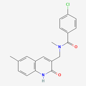 molecular formula C19H17ClN2O2 B7704532 4-chloro-N-((2-hydroxy-6-methylquinolin-3-yl)methyl)-N-methylbenzamide 