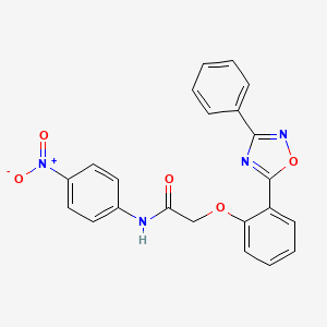 molecular formula C22H16N4O5 B7704557 N-(4-nitrophenyl)-2-(2-(3-phenyl-1,2,4-oxadiazol-5-yl)phenoxy)acetamide 