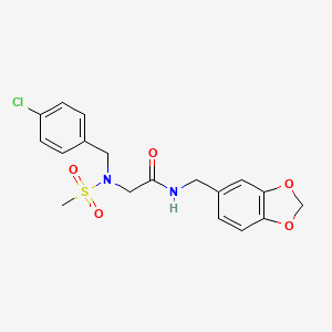 molecular formula C18H19ClN2O5S B7704568 N-(benzo[d][1,3]dioxol-5-ylmethyl)-2-(N-(4-chlorobenzyl)methylsulfonamido)acetamide 