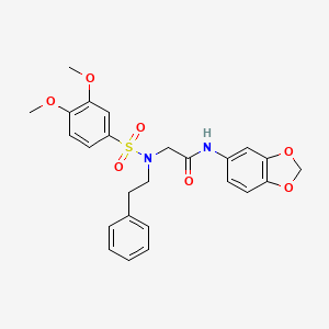 molecular formula C25H26N2O7S B7704583 N-(benzo[d][1,3]dioxol-5-yl)-2-(3,4-dimethoxy-N-phenethylphenylsulfonamido)acetamide 