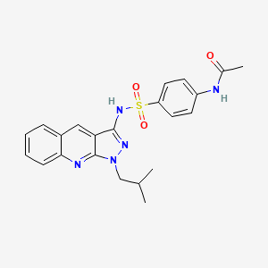 molecular formula C22H23N5O3S B7704597 N-(4-(N-(1-isobutyl-1H-pyrazolo[3,4-b]quinolin-3-yl)sulfamoyl)phenyl)acetamide 