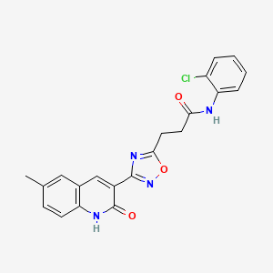 molecular formula C21H17ClN4O3 B7704636 N-(2-chlorophenyl)-3-(3-(2-hydroxy-6-methylquinolin-3-yl)-1,2,4-oxadiazol-5-yl)propanamide 