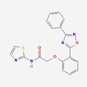molecular formula C19H14N4O3S B7704646 2-(2-(3-phenyl-1,2,4-oxadiazol-5-yl)phenoxy)-N-(thiazol-2-yl)acetamide 
