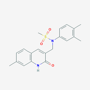 molecular formula C20H22N2O3S B7704660 N-(3,4-dimethylphenyl)-N-((2-hydroxy-7-methylquinolin-3-yl)methyl)methanesulfonamide 
