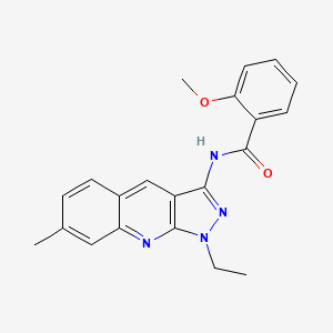 molecular formula C21H20N4O2 B7704709 N-(1-ethyl-7-methyl-1H-pyrazolo[3,4-b]quinolin-3-yl)-2-methoxybenzamide 