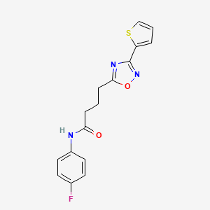 molecular formula C16H14FN3O2S B7704717 N-(4-fluorophenyl)-4-(3-(thiophen-2-yl)-1,2,4-oxadiazol-5-yl)butanamide 