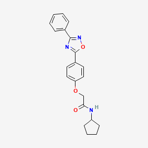 molecular formula C21H21N3O3 B7704721 N-cyclopentyl-2-(4-(3-phenyl-1,2,4-oxadiazol-5-yl)phenoxy)acetamide 