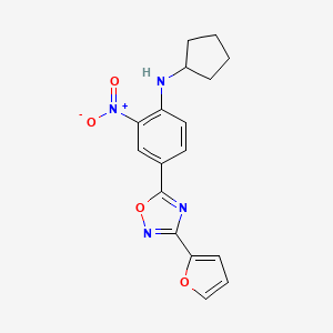 molecular formula C17H16N4O4 B7704744 N-cyclopentyl-4-(3-(furan-2-yl)-1,2,4-oxadiazol-5-yl)-2-nitroaniline 