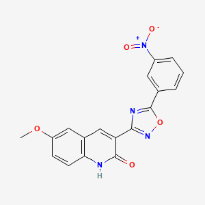 molecular formula C18H12N4O5 B7704751 6-methoxy-3-(5-(3-nitrophenyl)-1,2,4-oxadiazol-3-yl)quinolin-2-ol 