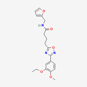 molecular formula C20H23N3O5 B7704772 4-(3-(3-ethoxy-4-methoxyphenyl)-1,2,4-oxadiazol-5-yl)-N-(furan-2-ylmethyl)butanamide 