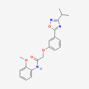 molecular formula C20H21N3O4 B7704839 2-(3-(3-isopropyl-1,2,4-oxadiazol-5-yl)phenoxy)-N-(2-methoxyphenyl)acetamide 