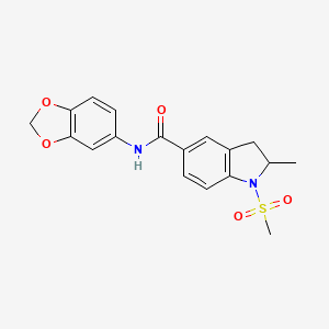 molecular formula C18H18N2O5S B7704867 1-methanesulfonyl-2-methyl-N-phenyl-2,3-dihydro-1H-indole-5-carboxamide 