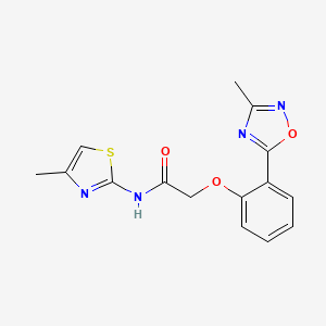 molecular formula C15H14N4O3S B7704914 2-(2-(3-methyl-1,2,4-oxadiazol-5-yl)phenoxy)-N-(4-methylthiazol-2-yl)acetamide 