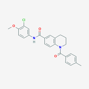 molecular formula C25H23ClN2O3 B7704915 N-benzyl-1-(4-methylbenzoyl)-1,2,3,4-tetrahydroquinoline-6-carboxamide 