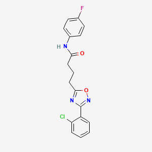 molecular formula C18H15ClFN3O2 B7704939 4-(3-(2-chlorophenyl)-1,2,4-oxadiazol-5-yl)-N-(4-fluorophenyl)butanamide 