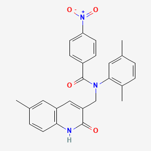 molecular formula C26H23N3O4 B7704959 N-(2,5-dimethylphenyl)-N-((2-hydroxy-6-methylquinolin-3-yl)methyl)-4-nitrobenzamide 