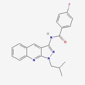 molecular formula C21H19FN4O B7704963 4-fluoro-N-(1-isobutyl-1H-pyrazolo[3,4-b]quinolin-3-yl)benzamide 