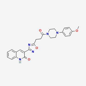 molecular formula C25H25N5O4 B7704964 3-(3-(2-hydroxyquinolin-3-yl)-1,2,4-oxadiazol-5-yl)-1-(4-(4-methoxyphenyl)piperazin-1-yl)propan-1-one 