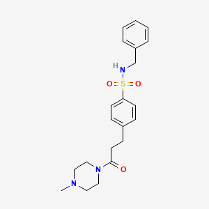 molecular formula C21H27N3O3S B7704974 N-benzyl-4-(3-(4-methylpiperazin-1-yl)-3-oxopropyl)benzenesulfonamide 