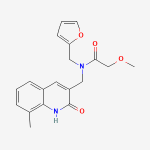 molecular formula C19H20N2O4 B7704978 N-(furan-2-ylmethyl)-N-((2-hydroxy-8-methylquinolin-3-yl)methyl)-2-methoxyacetamide 