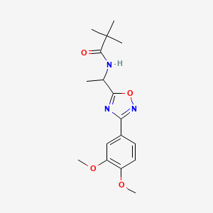 molecular formula C17H23N3O4 B7704983 N-(1-(3-(3,4-dimethoxyphenyl)-1,2,4-oxadiazol-5-yl)ethyl)pivalamide 