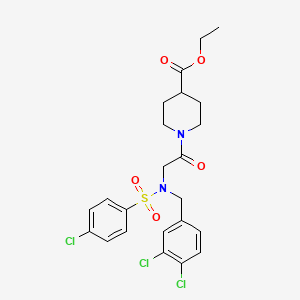 molecular formula C23H25Cl3N2O5S B7704995 ethyl 1-(2-(4-chloro-N-(3,4-dichlorobenzyl)phenylsulfonamido)acetyl)piperidine-4-carboxylate 