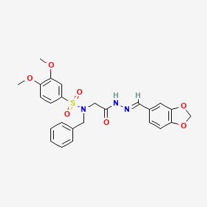 (E)-N-(2-(2-(benzo[d][1,3]dioxol-5-ylmethylene)hydrazinyl)-2-oxoethyl)-N-benzyl-3,4-dimethoxybenzenesulfonamide