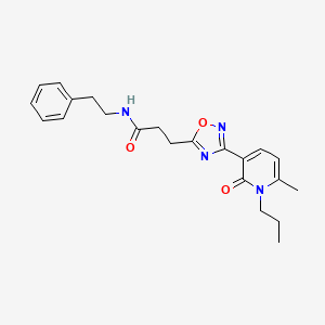 molecular formula C22H26N4O3 B7705013 3-(3-(6-methyl-2-oxo-1-propyl-1,2-dihydropyridin-3-yl)-1,2,4-oxadiazol-5-yl)-N-phenethylpropanamide 