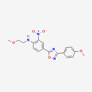 N-(2-methoxyethyl)-4-(3-(4-methoxyphenyl)-1,2,4-oxadiazol-5-yl)-2-nitroaniline