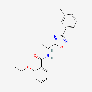 molecular formula C20H21N3O3 B7705102 2-ethoxy-N-(1-(3-(m-tolyl)-1,2,4-oxadiazol-5-yl)ethyl)benzamide 