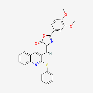 (E)-2-(3,4-dimethoxyphenyl)-4-((2-(phenylthio)quinolin-3-yl)methylene)oxazol-5(4H)-one