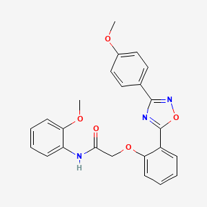 molecular formula C24H21N3O5 B7705109 N-(2-methoxyphenyl)-2-(2-(3-(4-methoxyphenyl)-1,2,4-oxadiazol-5-yl)phenoxy)acetamide 