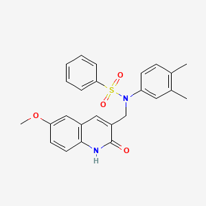 molecular formula C25H24N2O4S B7705141 N-(3,4-dimethylphenyl)-N-((2-hydroxy-6-methoxyquinolin-3-yl)methyl)benzenesulfonamide 