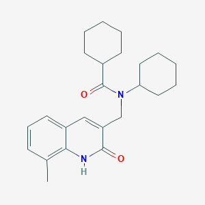 molecular formula C24H32N2O2 B7705196 N-cyclohexyl-N-((2-hydroxy-8-methylquinolin-3-yl)methyl)cyclohexanecarboxamide 