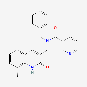 molecular formula C24H21N3O2 B7705225 N-benzyl-N-((2-hydroxy-8-methylquinolin-3-yl)methyl)nicotinamide 