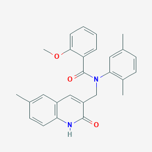 molecular formula C27H26N2O3 B7705259 N-(2,5-dimethylphenyl)-N-((2-hydroxy-6-methylquinolin-3-yl)methyl)-2-methoxybenzamide 