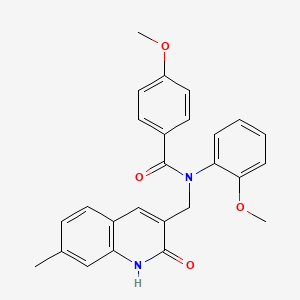 molecular formula C26H24N2O4 B7705264 N-((2-hydroxy-7-methylquinolin-3-yl)methyl)-4-methoxy-N-(2-methoxyphenyl)benzamide 