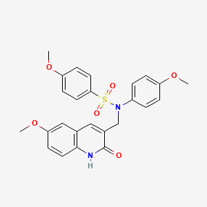 molecular formula C25H24N2O6S B7705271 N-((2-hydroxy-6-methoxyquinolin-3-yl)methyl)-4-methoxy-N-(4-methoxyphenyl)benzenesulfonamide 