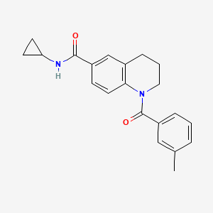 molecular formula C21H22N2O2 B7705274 1-(3-methylbenzoyl)-N-(prop-2-en-1-yl)-1,2,3,4-tetrahydroquinoline-6-carboxamide 