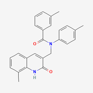 molecular formula C26H24N2O2 B7705317 N-((2-hydroxy-8-methylquinolin-3-yl)methyl)-3-methyl-N-(p-tolyl)benzamide 