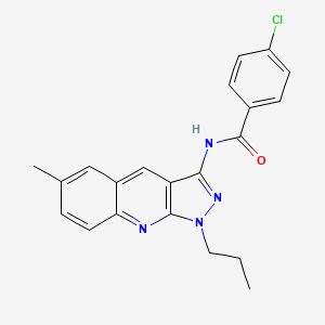molecular formula C21H19ClN4O B7705320 4-chloro-N-(6-methyl-1-propyl-1H-pyrazolo[3,4-b]quinolin-3-yl)benzamide 