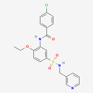 molecular formula C21H20ClN3O4S B7705324 4-chloro-N-(2-ethoxy-5-(N-(pyridin-3-ylmethyl)sulfamoyl)phenyl)benzamide 