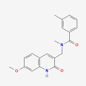 molecular formula C20H20N2O3 B7705368 N-((2-hydroxy-7-methoxyquinolin-3-yl)methyl)-N,3-dimethylbenzamide 