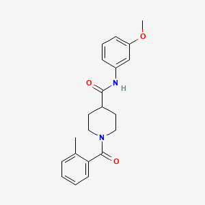 molecular formula C21H24N2O3 B7705390 N-(3-methoxyphenyl)-1-(2-methylbenzoyl)piperidine-4-carboxamide 