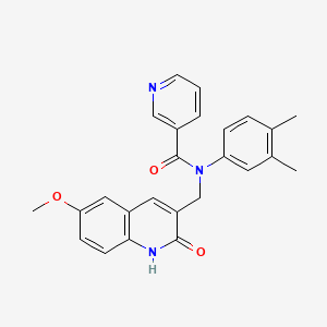 molecular formula C25H23N3O3 B7705401 N-(3,4-dimethylphenyl)-N-((2-hydroxy-6-methoxyquinolin-3-yl)methyl)nicotinamide 