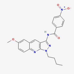 molecular formula C22H21N5O4 B7705409 N-(1-butyl-6-methoxy-1H-pyrazolo[3,4-b]quinolin-3-yl)-4-nitrobenzamide 