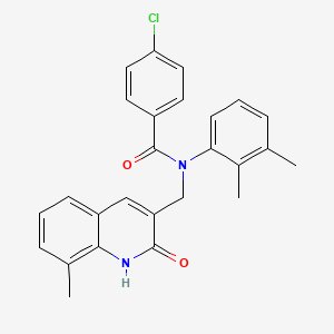 molecular formula C26H23ClN2O2 B7705450 4-chloro-N-(2,3-dimethylphenyl)-N-((2-hydroxy-8-methylquinolin-3-yl)methyl)benzamide 