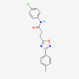 molecular formula C18H16ClN3O2 B7705458 N-(4-chlorophenyl)-3-(3-(p-tolyl)-1,2,4-oxadiazol-5-yl)propanamide 