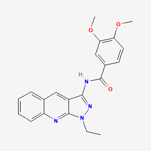 molecular formula C21H20N4O3 B7705488 N-(1-ethyl-1H-pyrazolo[3,4-b]quinolin-3-yl)-3,4-dimethoxybenzamide 